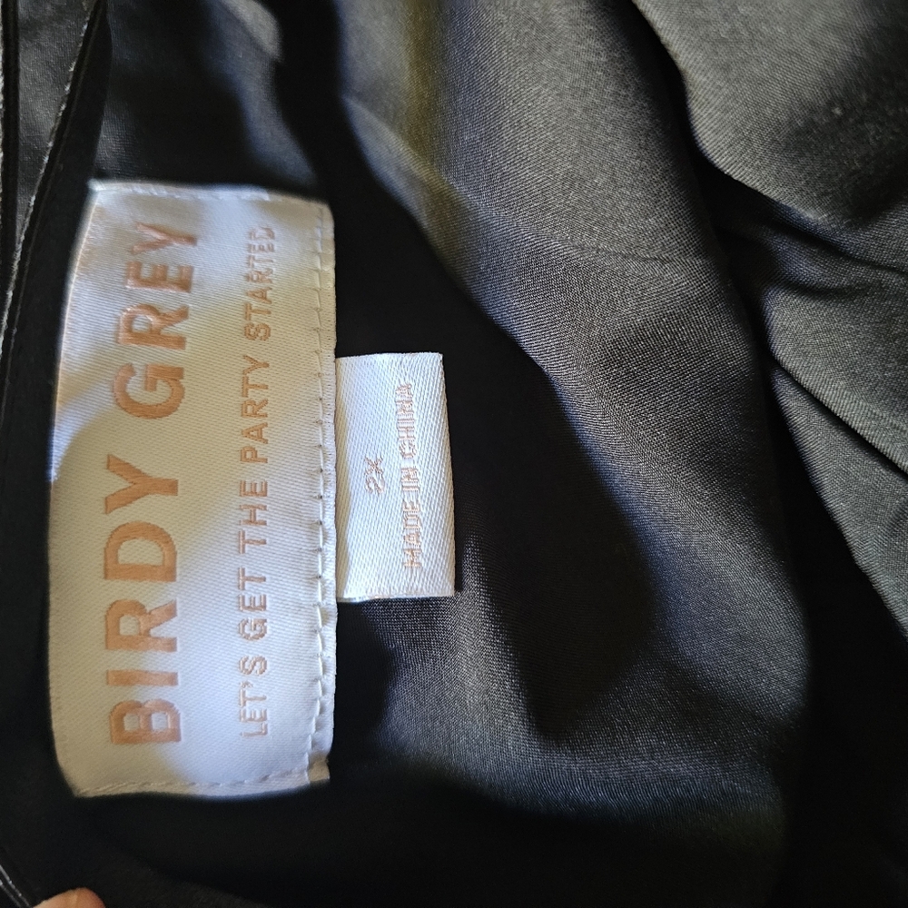 NwT Birdy Grey Satin Black Elegant Chic Leg cut out Maxi Dress Sz 2X - Picture 10 of 11